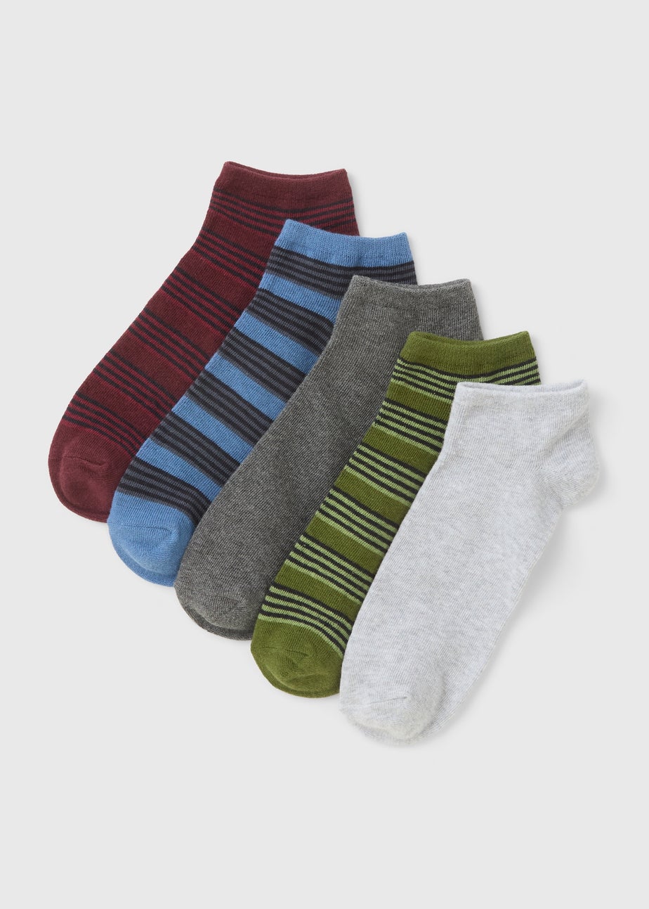 5 Pack Multi Stripe Trainer Socks
