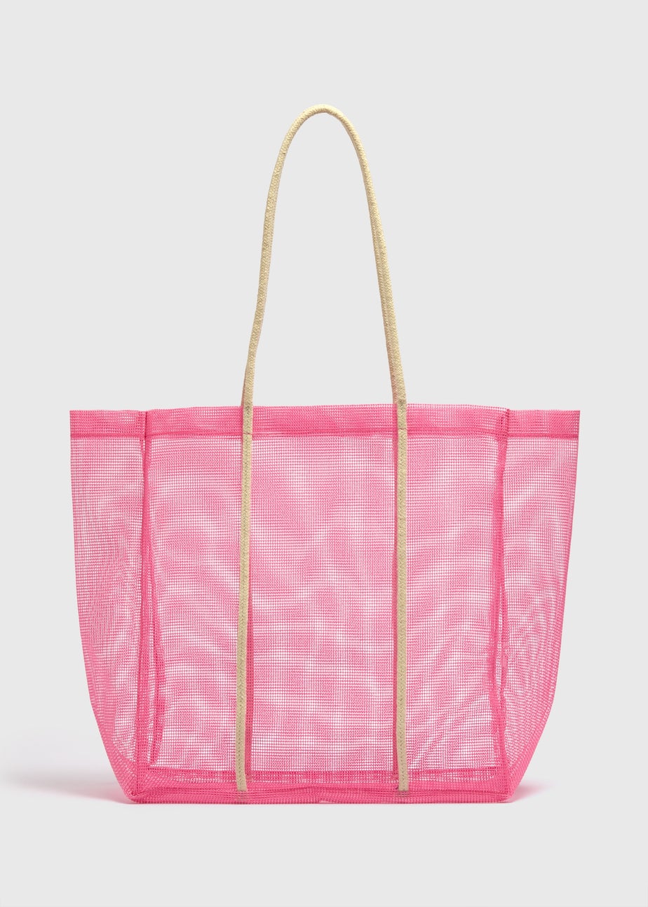 Pink Mesh Beach Bag