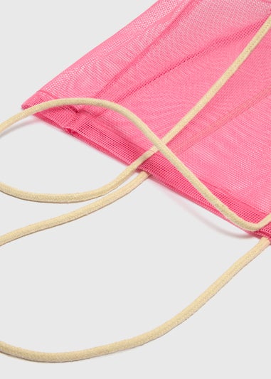 Pink Mesh Beach Bag