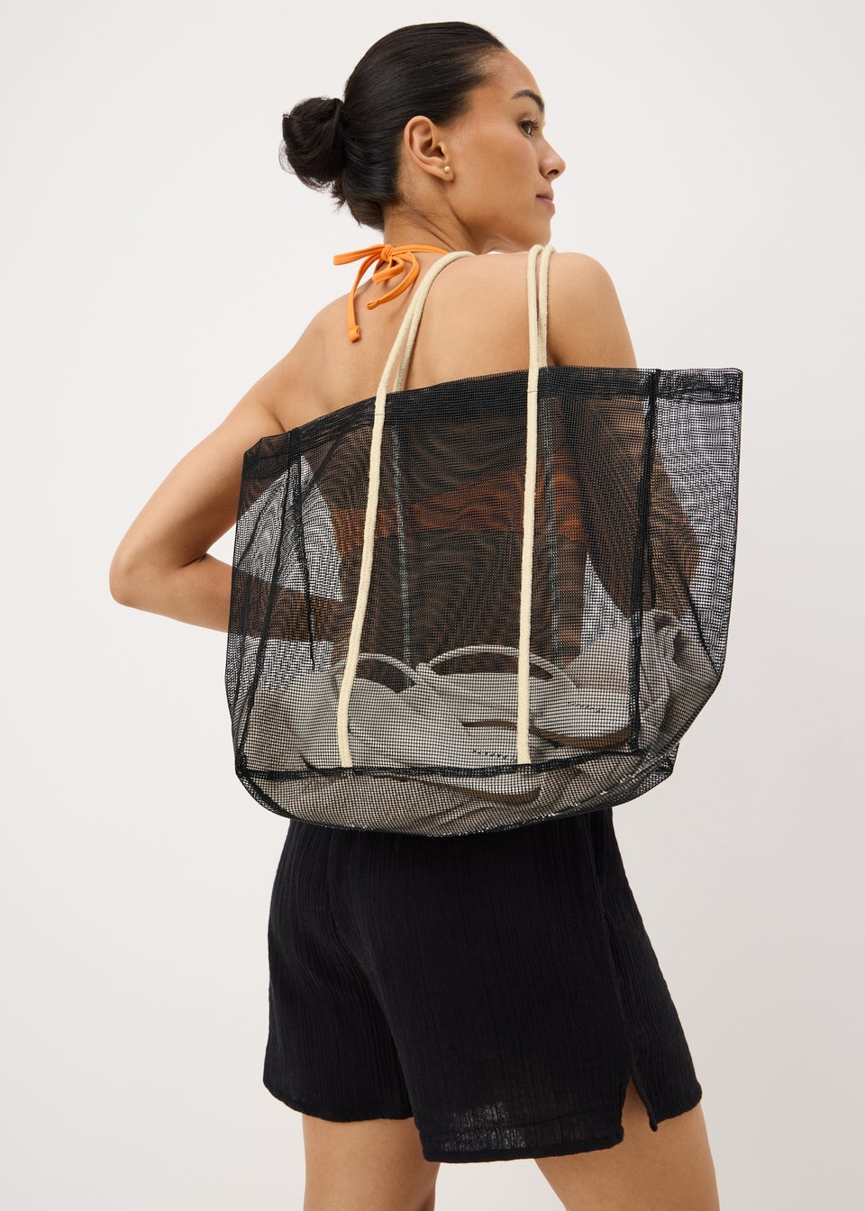 Black Mesh Beach Bag