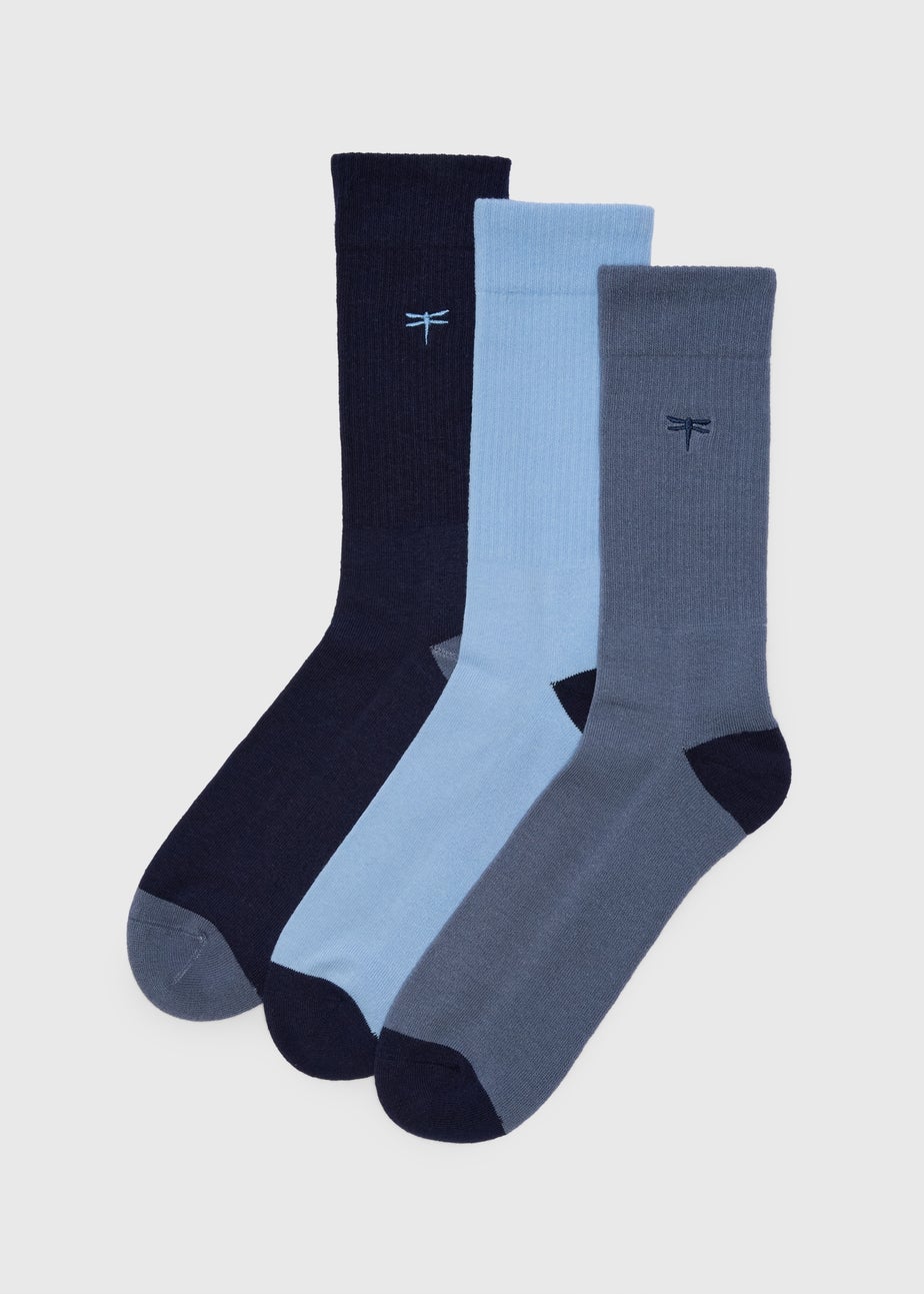 3 Pack Blue Comfort Ankle Socks