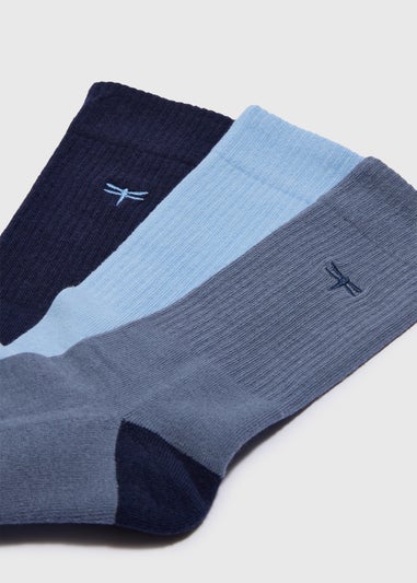 3 Pack Blue Comfort Ankle Socks