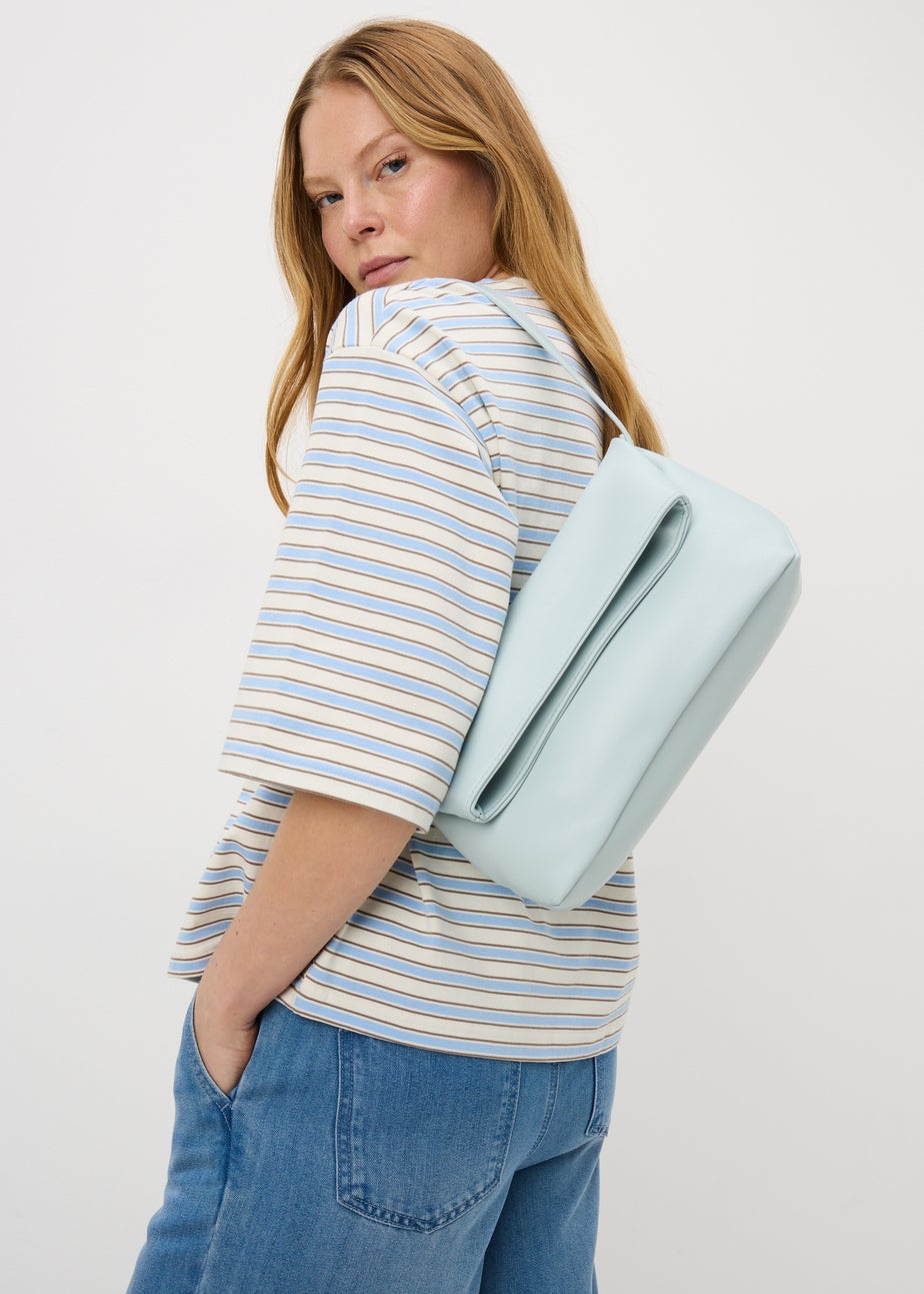 Blue Fold Over Shoulder Bag
