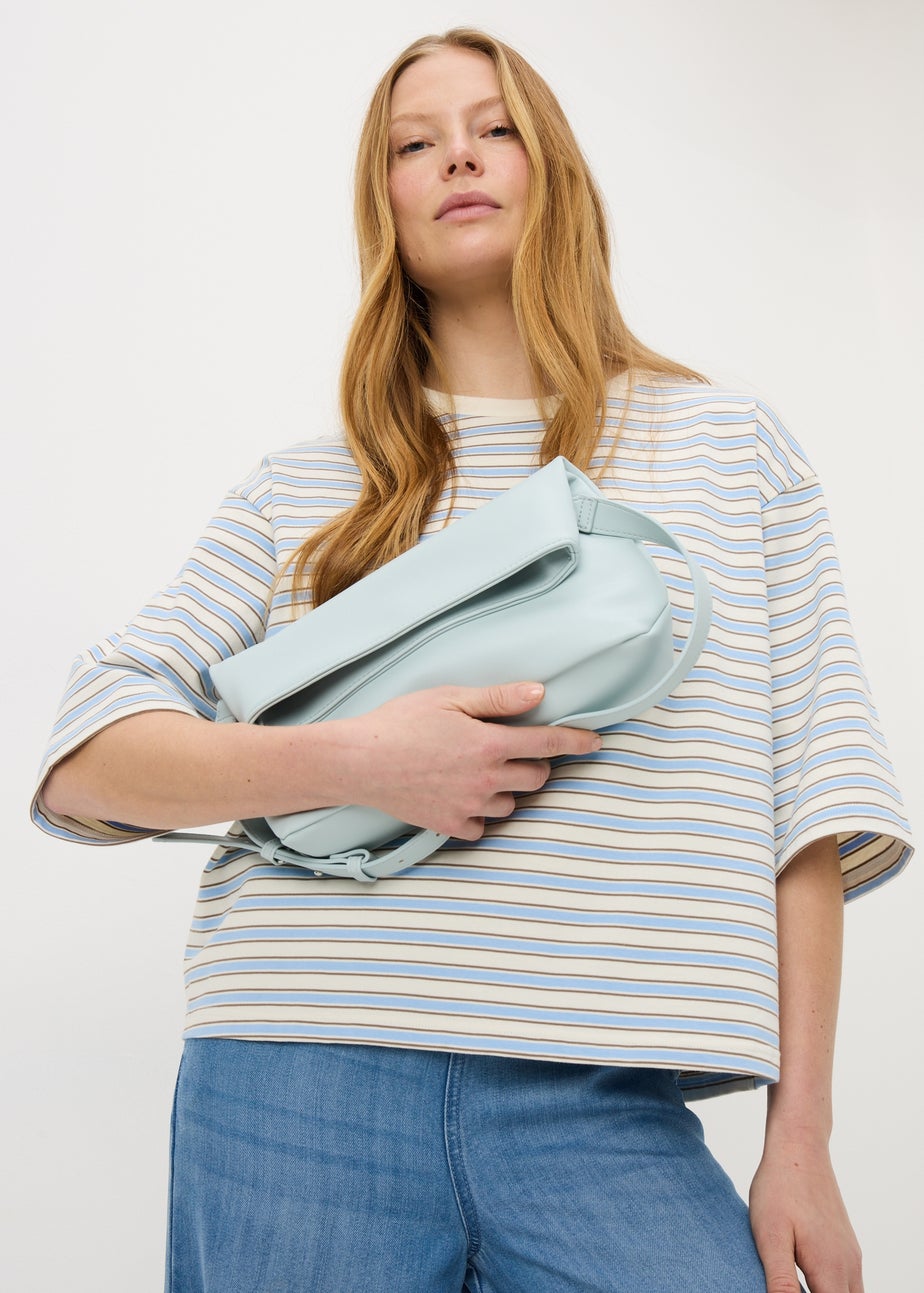 Blue Fold Over Shoulder Bag