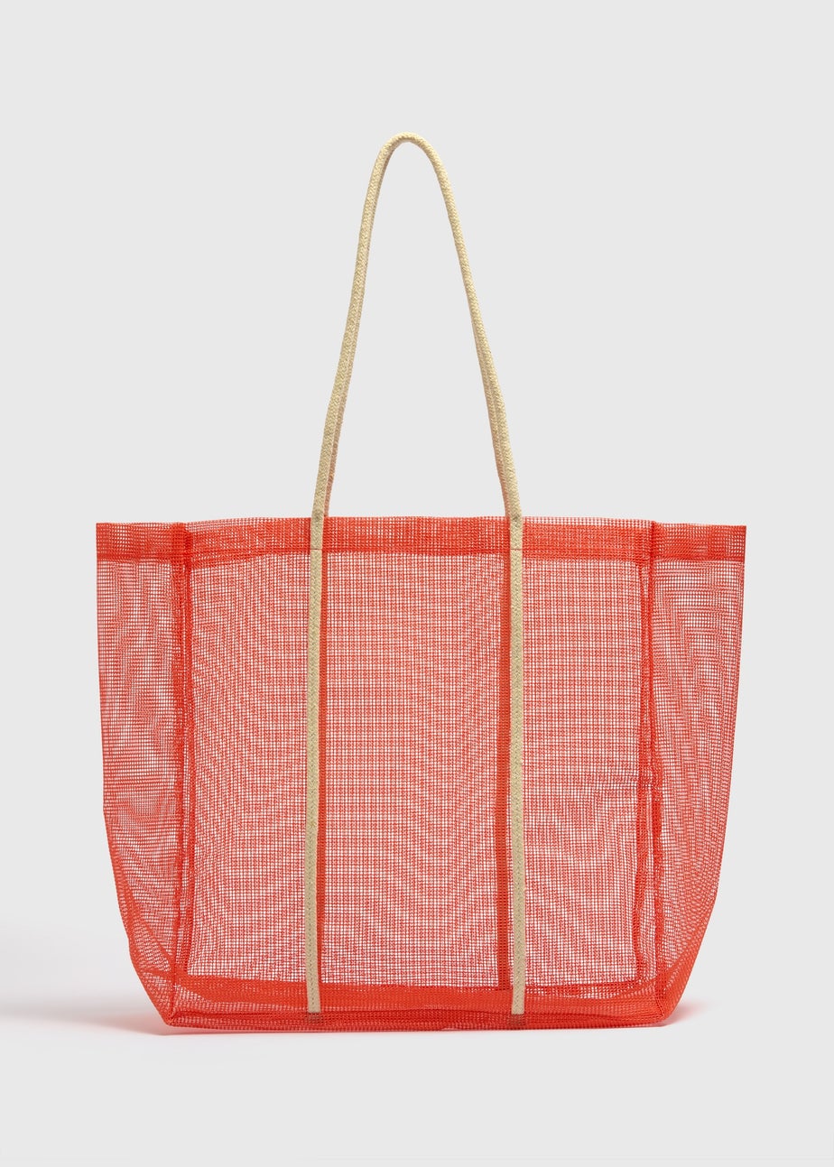 Orange Mesh Beach Bag