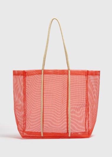Orange Mesh Beach Bag