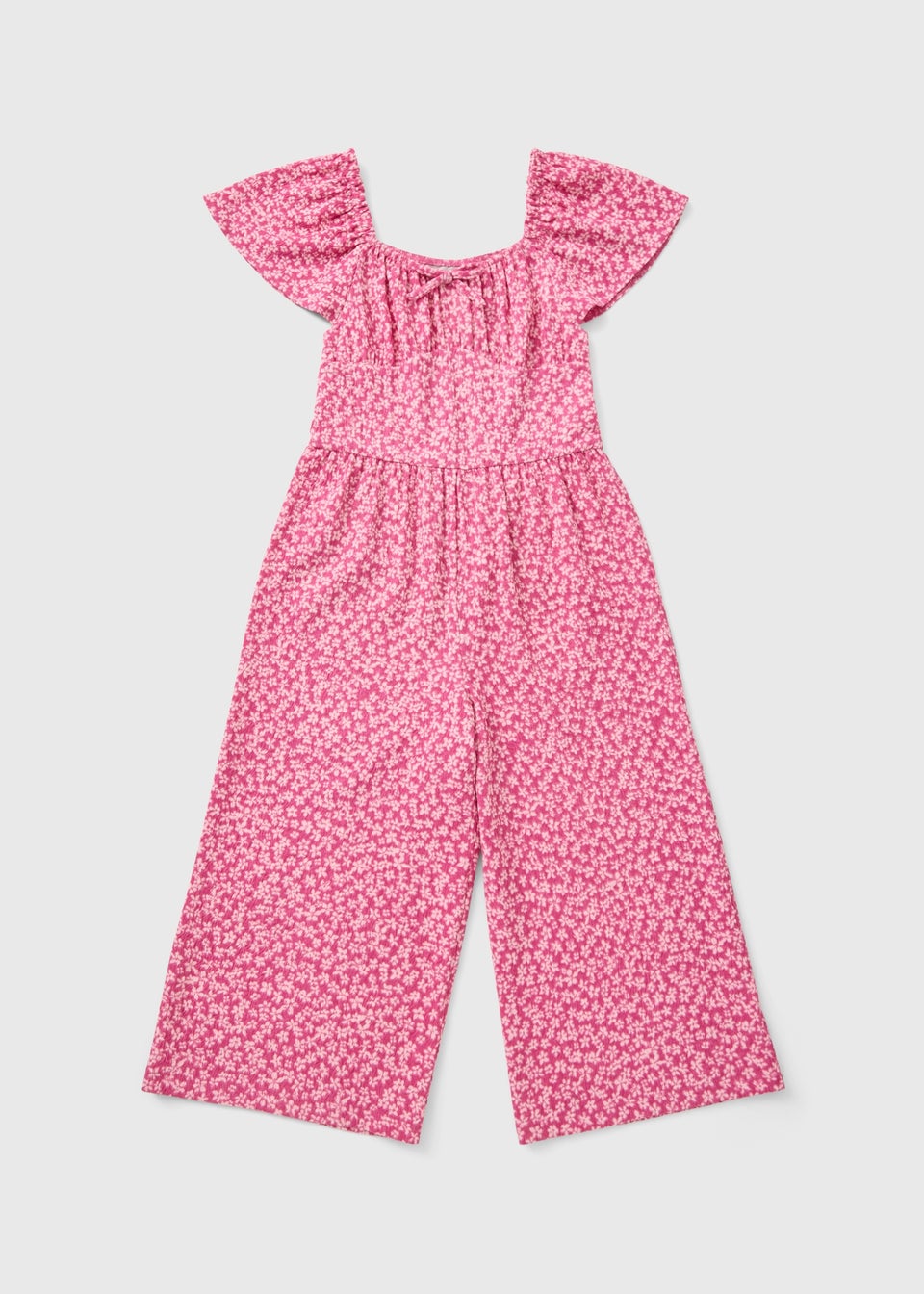 Girls Pink Ditsy Floral Crinkle Jumpsuit (7-15yrs)