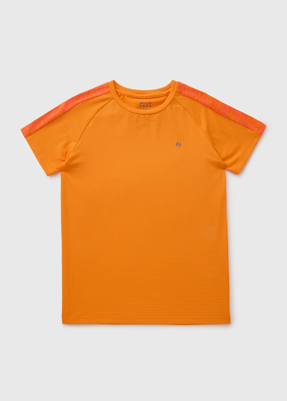 Souluxe Boys Orange Space Dye Shoulder Panel T-Shirt (7-15yrs)