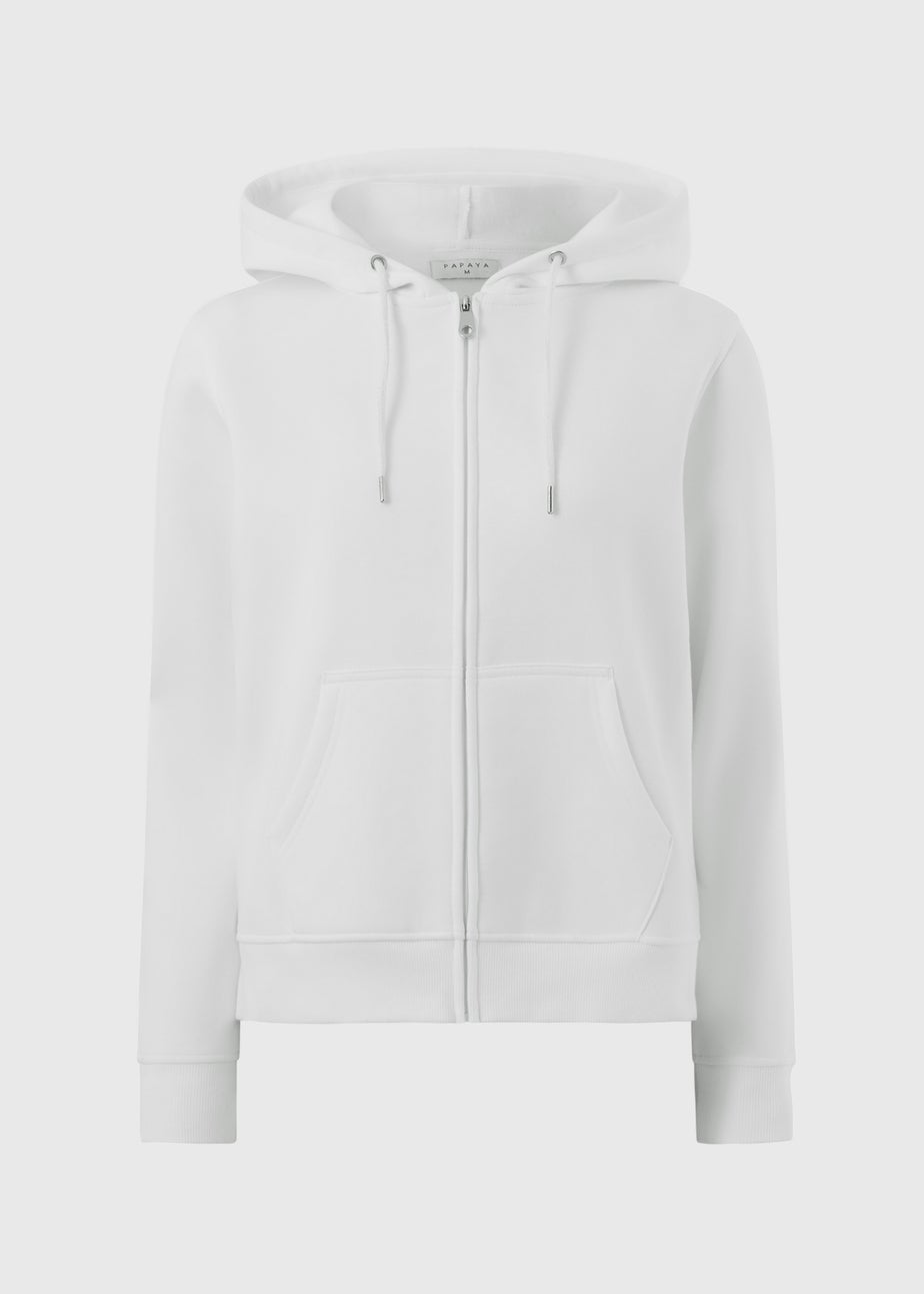 White Zip Through Hoodie