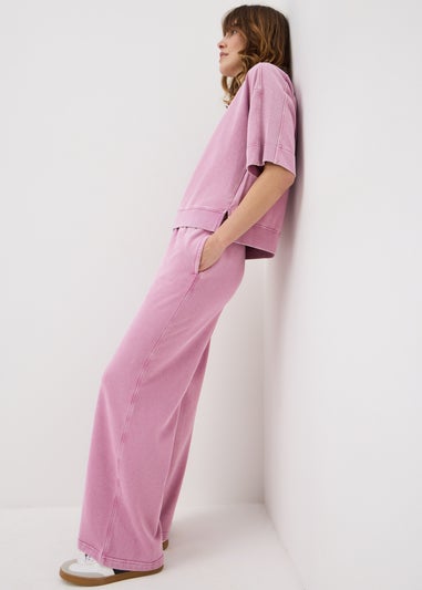 Raspberry Acid Wash Short Sleeve Sweatshirt