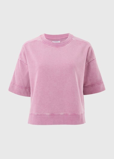 Raspberry Acid Wash Short Sleeve Sweatshirt
