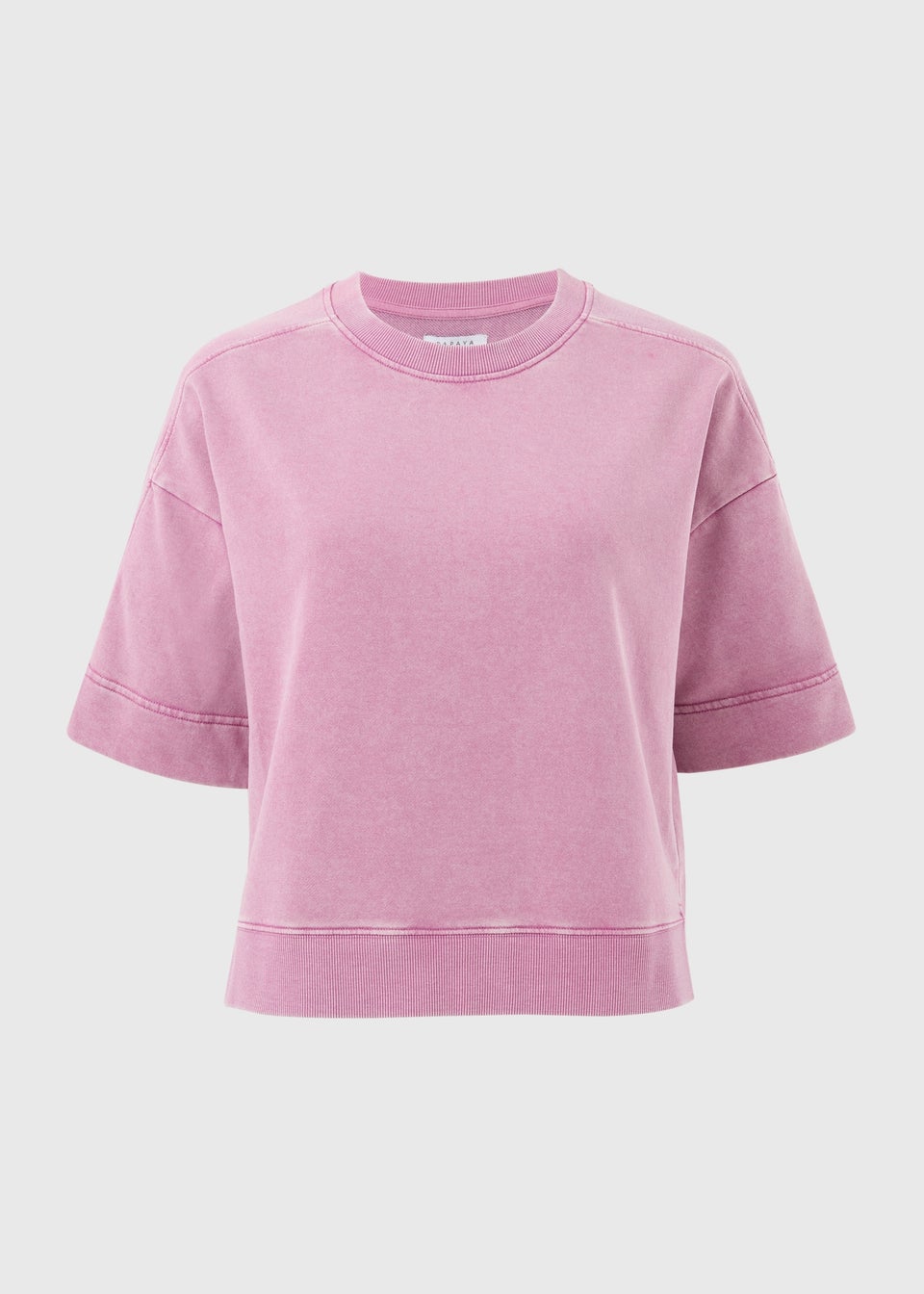 Raspberry Acid Wash Short Sleeve Sweatshirt