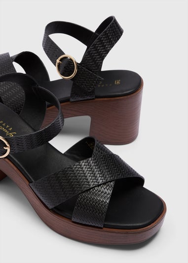 Black Clog Block Heel Sandals