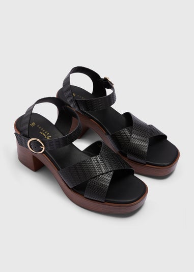 Black Clog Block Heel Sandals