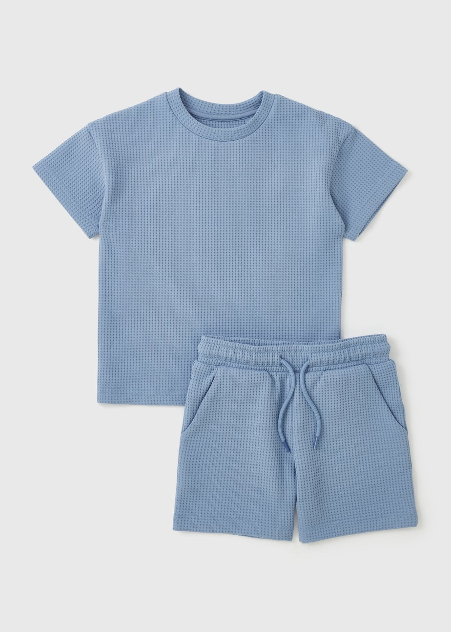 Boys Blue Waffle Top & Short Set (1-7yrs)
