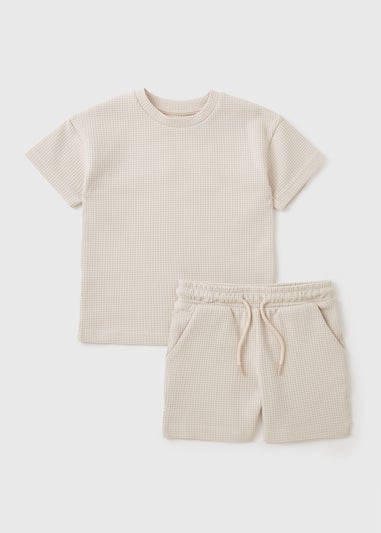 Boys Stone Waffle Top & Shorts Set (1-7yrs)