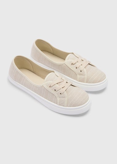 Linen Stripe Slip On Trainers