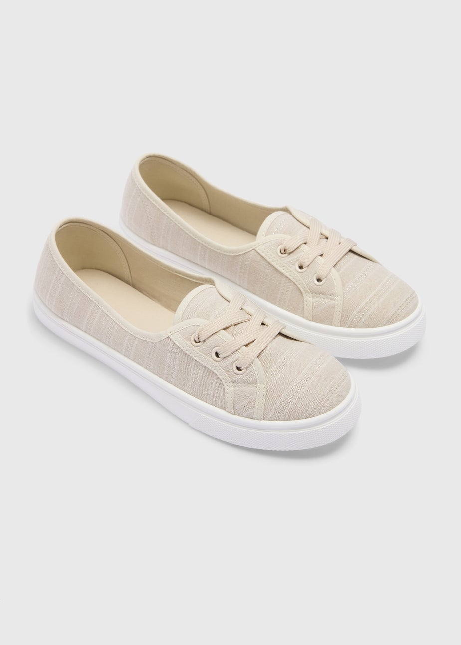 Linen Stripe Slip On Trainers