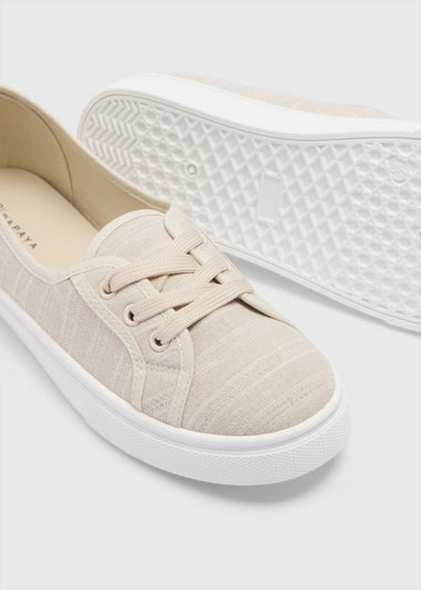 Linen Stripe Slip On Trainers