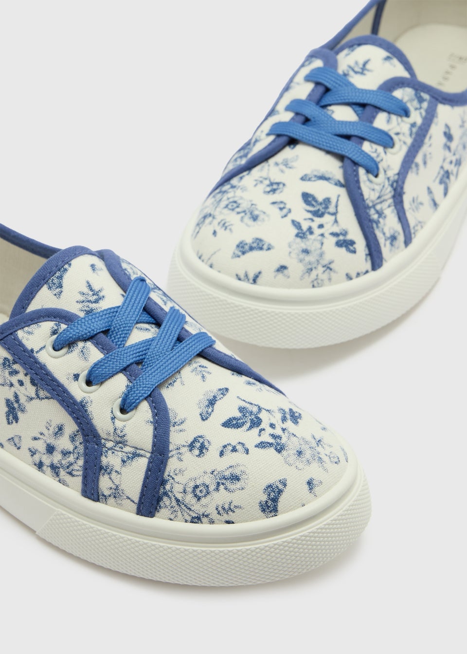 Blue Floral Slip On Trainers