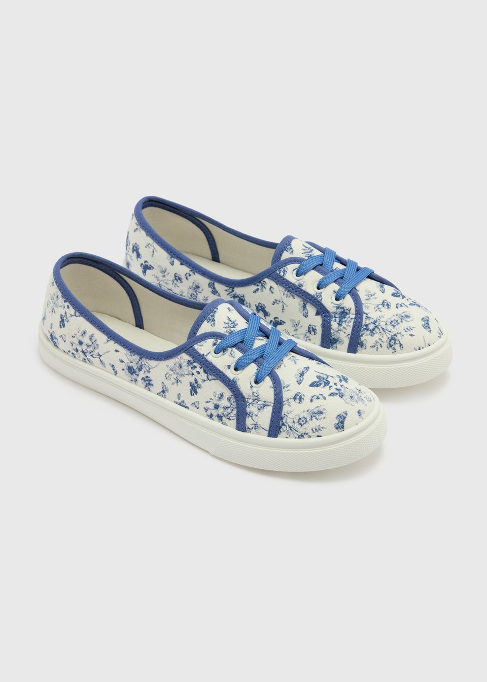 Blue Floral Slip On Trainers