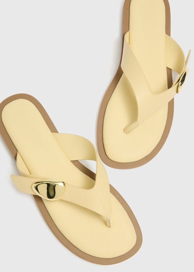 Yellow Gold Trim Toe Post Sandals