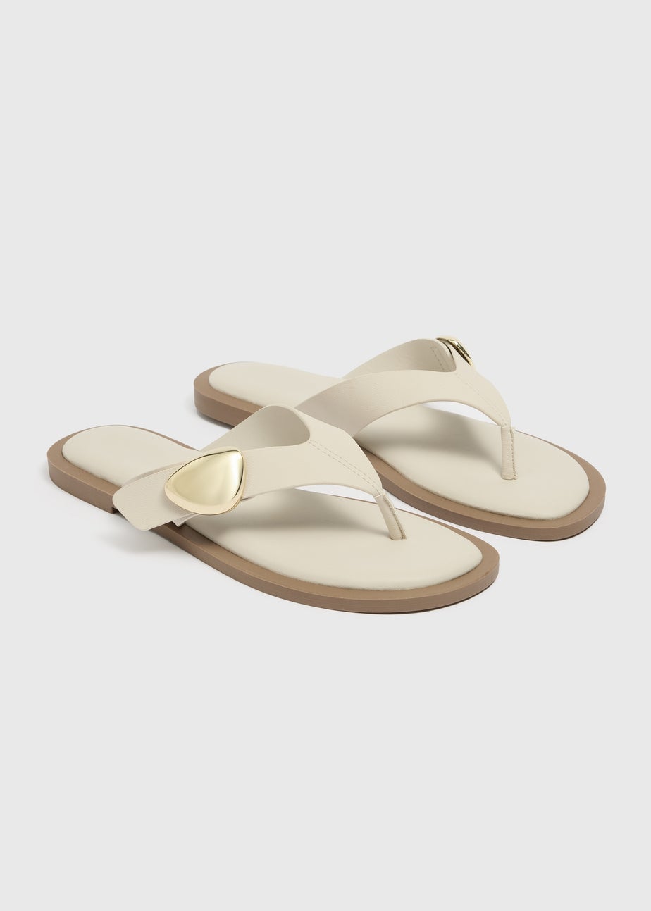 Stone Gold Trim Toe Post Sandals