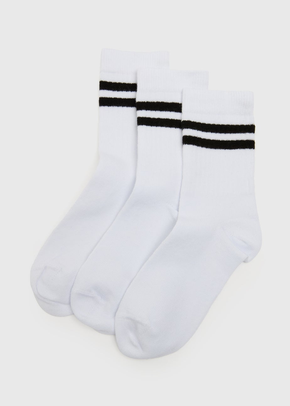 3 Pack Boys White Sport Socks (Younger 6-Older 6.5)
