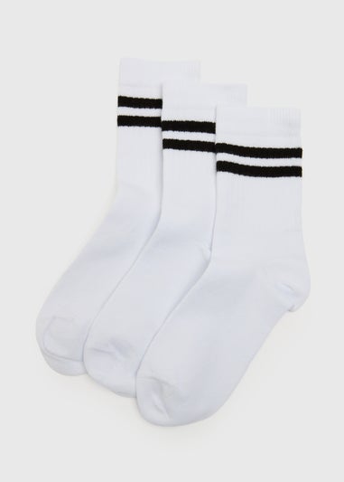 3 Pack Boys White Sport Socks (Younger 6-Older 6.5)