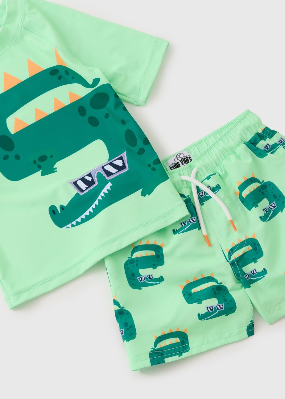 Boys Green Crocodile Swim Set (1-7yrs)