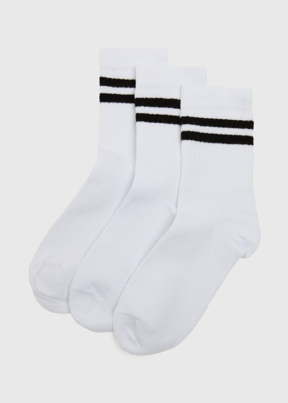 3 Pack Kids White Sports Socks (Younger 6/8.5-Older 4/6.5)