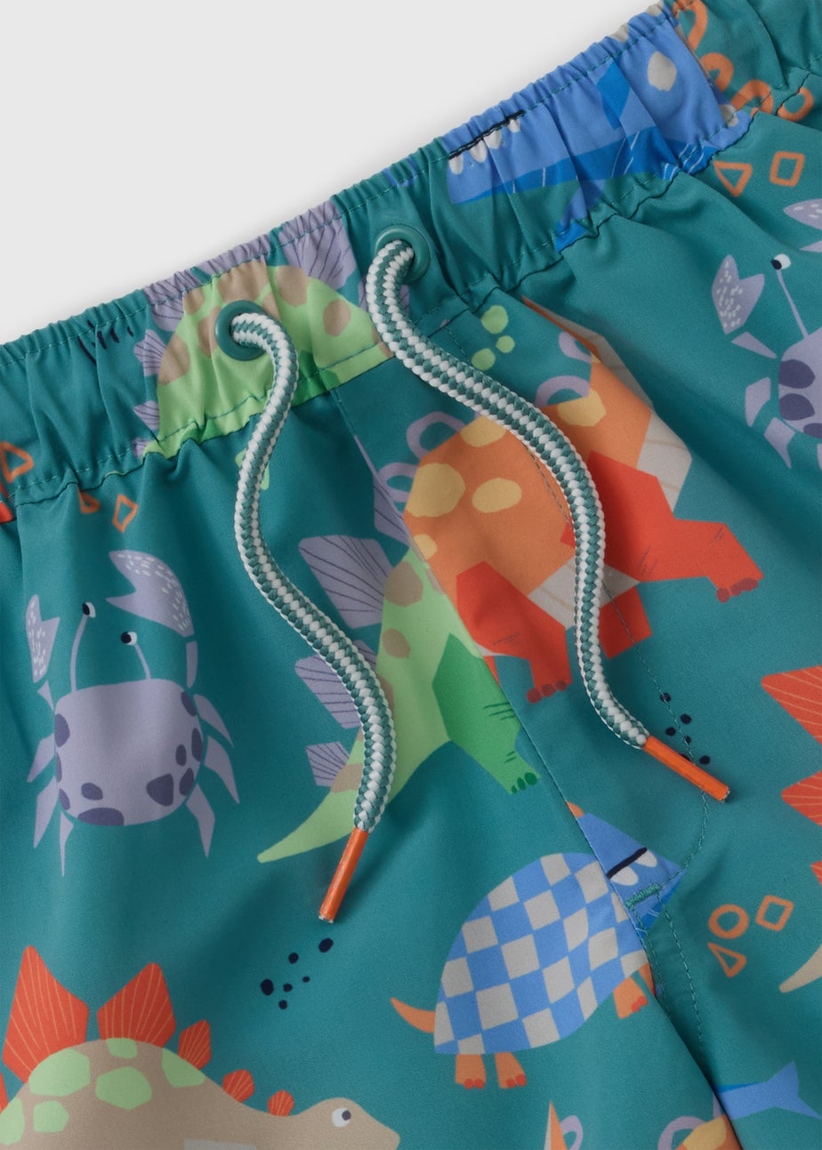 Boys Teal Dino Swimming Shorts (1-7yrs)