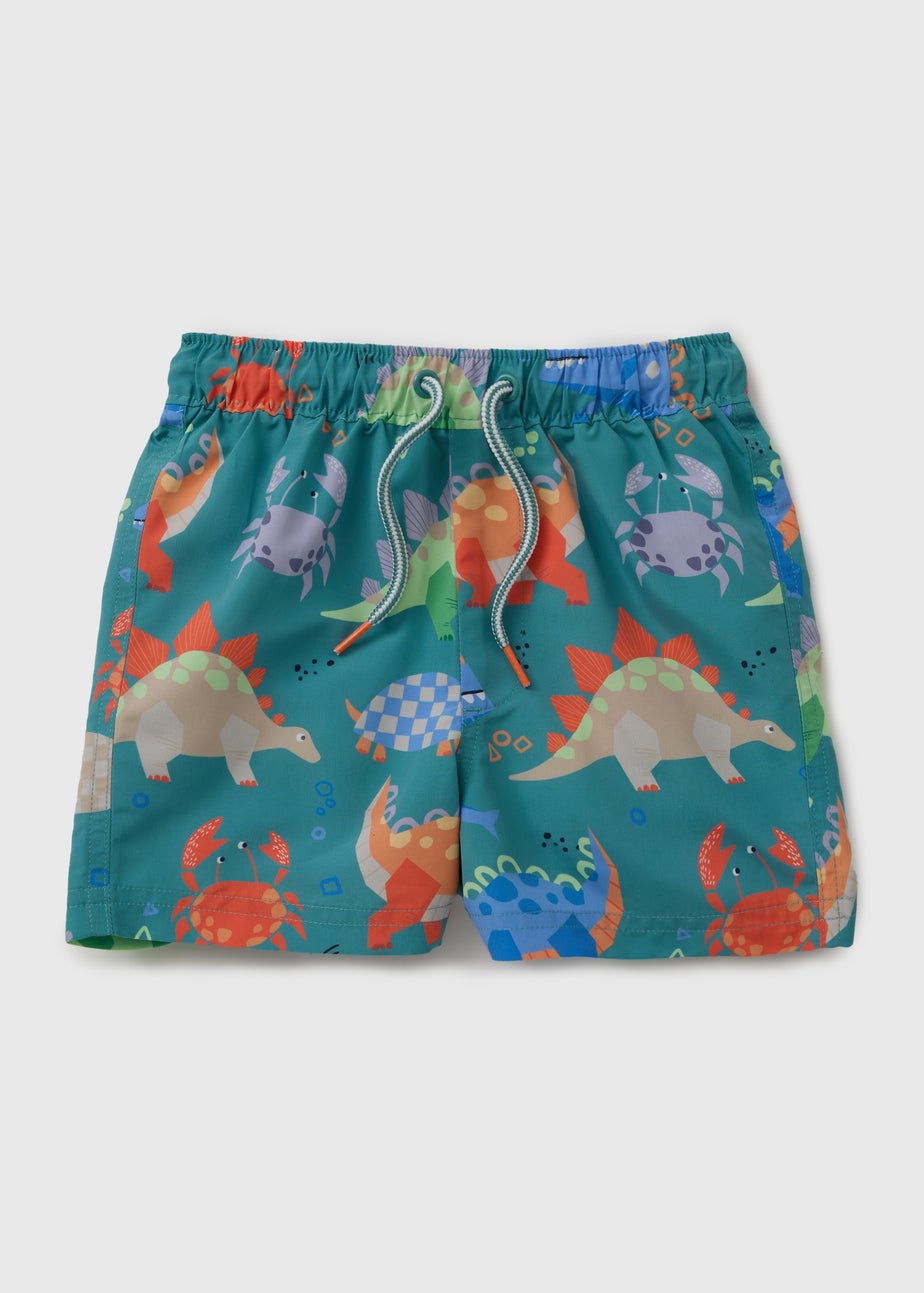 Boys Teal Dino Swimming Shorts (1-7yrs)