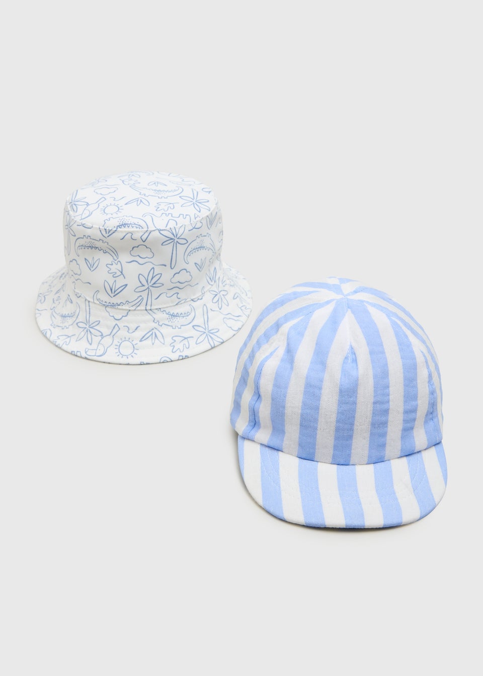 2 Pack Baby Blue Animal Stripe Hats (Newborn-24mths)
