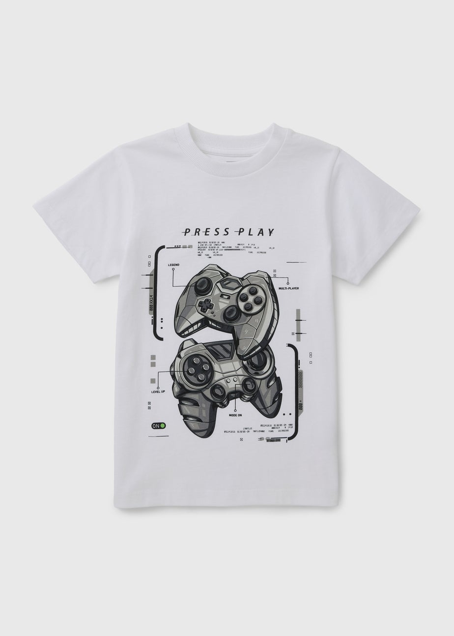Boys White Gamer T-Shirt (7-15yrs)