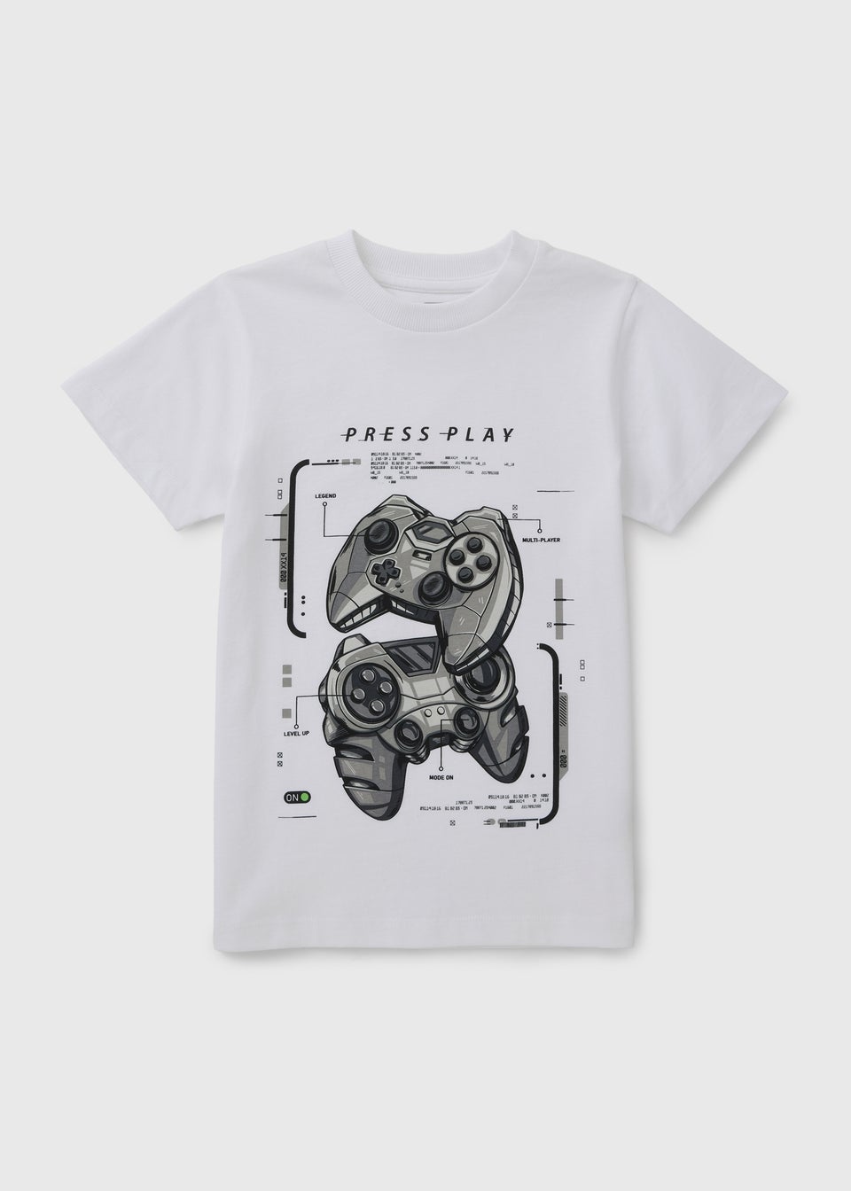 Boys White Gamer T-Shirt (7-15yrs)