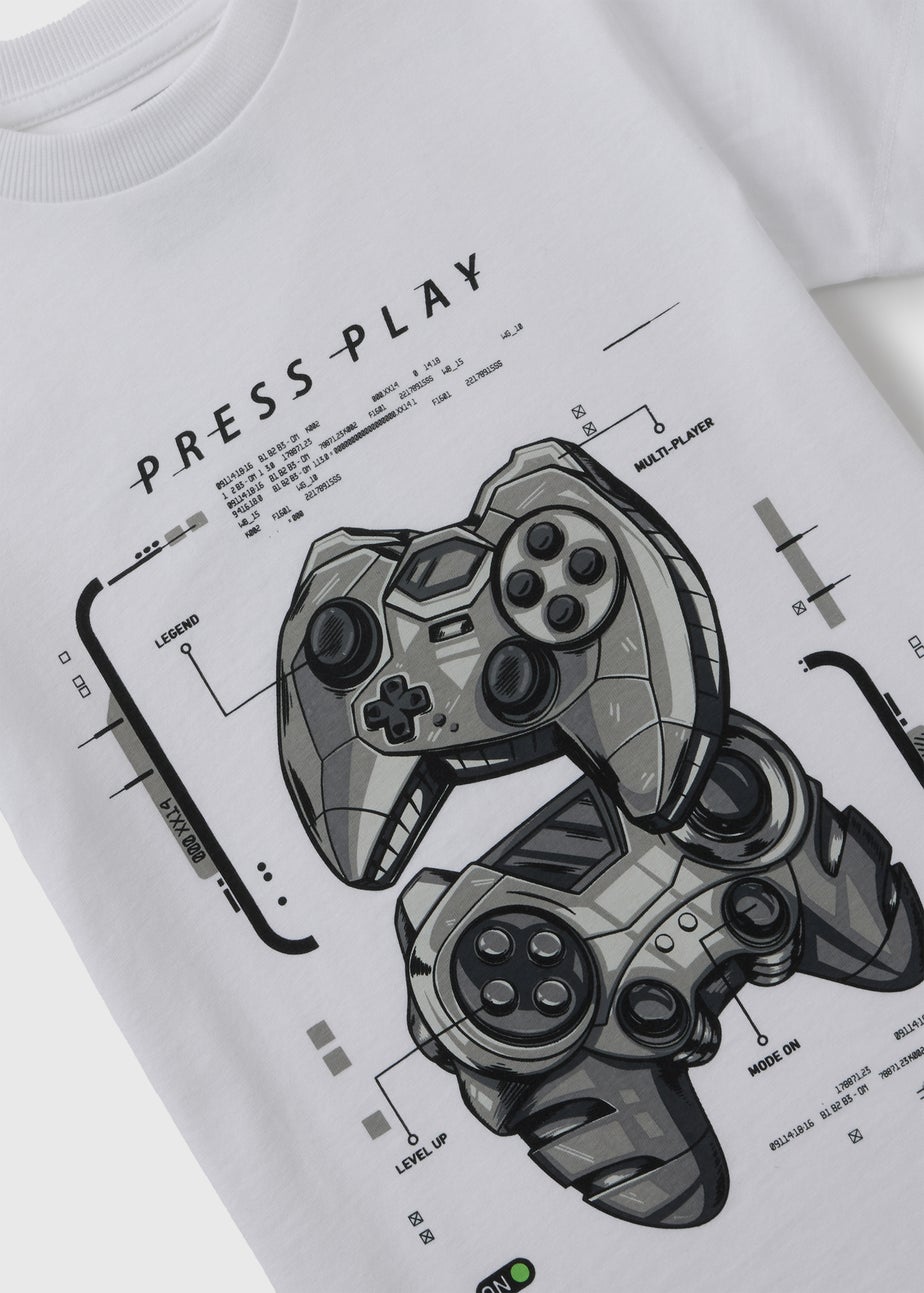 Boys White Gamer T-Shirt (7-15yrs)