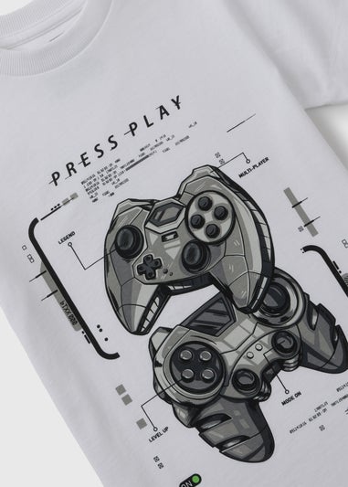 Boys White Gamer T-Shirt (7-15yrs)