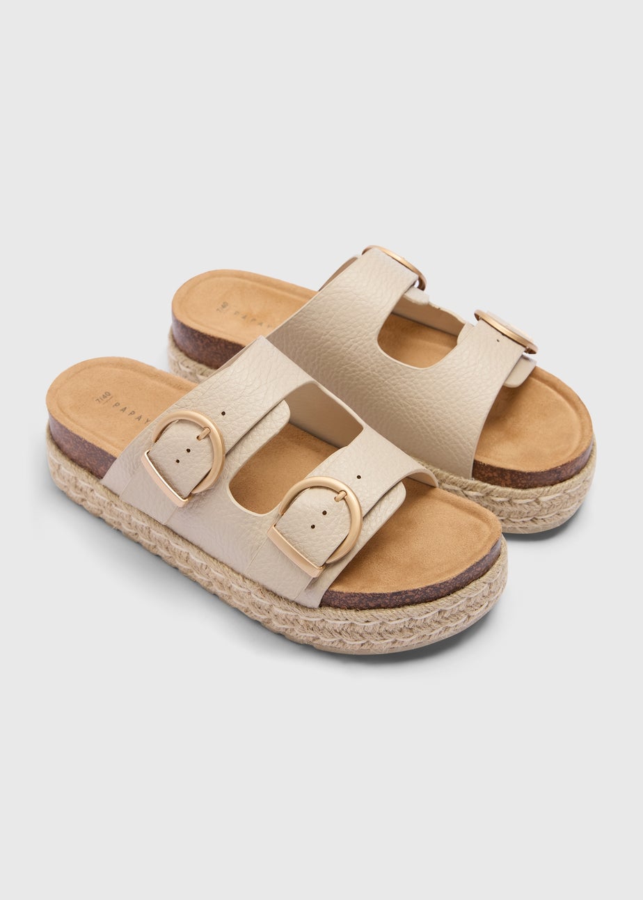 Stone Espadrille Buckle Chunky Sandals