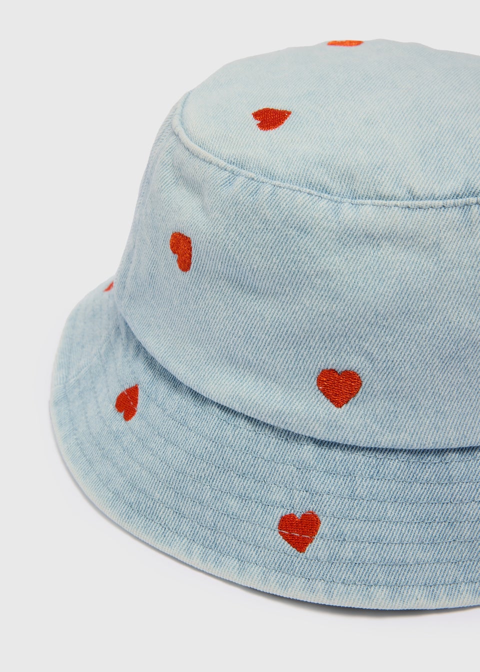Girls Light Wash Heart Denim Bucket Hat (3-10yrs)