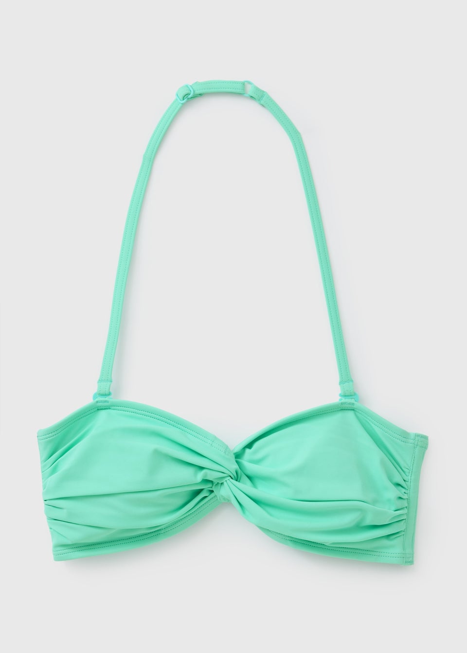 Aqua Blue Twist Halter Neck Bandeau Bikini Top