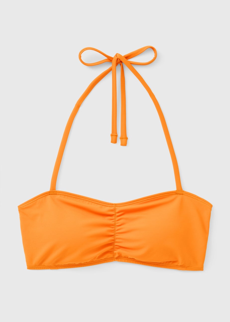 Orange Halter Neck Bandeau Bikini Top