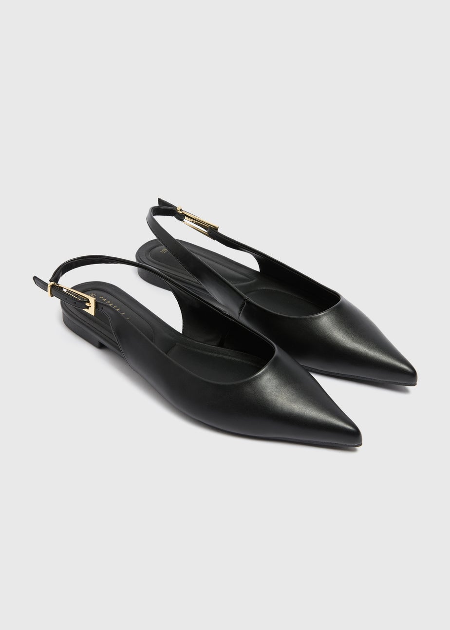 Black Pointed Slingback Ballet Flats
