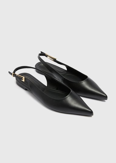 Black Pointed Slingback Ballet Flats