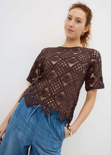 Chocolate Brown Crochet Top