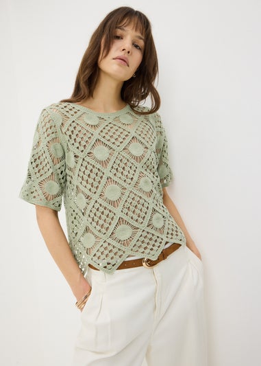 Sage Green Crochet Top