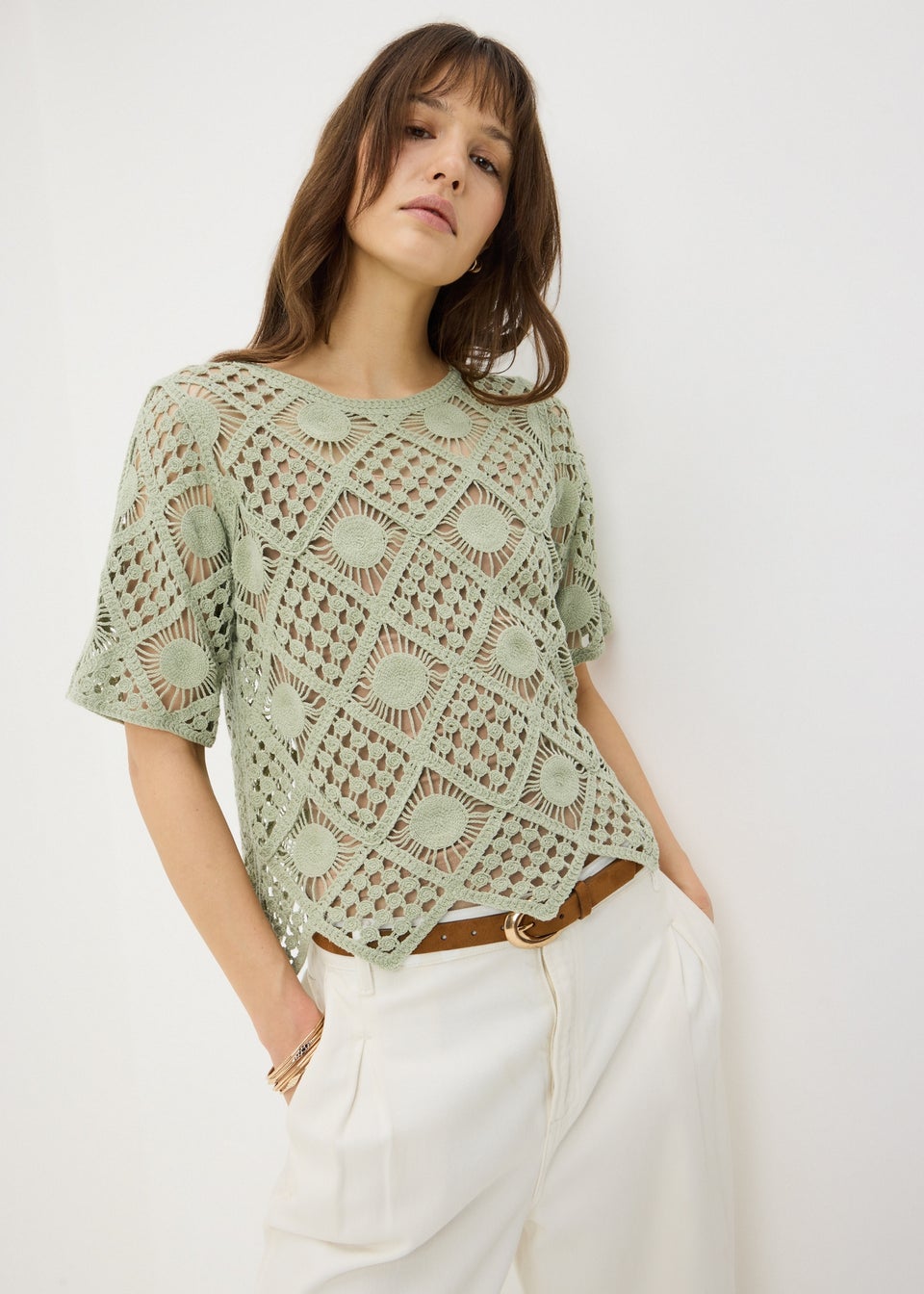 Sage Green Crochet Top
