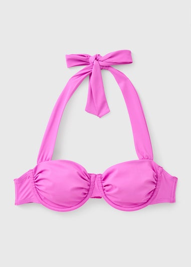 Magenta Ruched Underwired Bikini Top