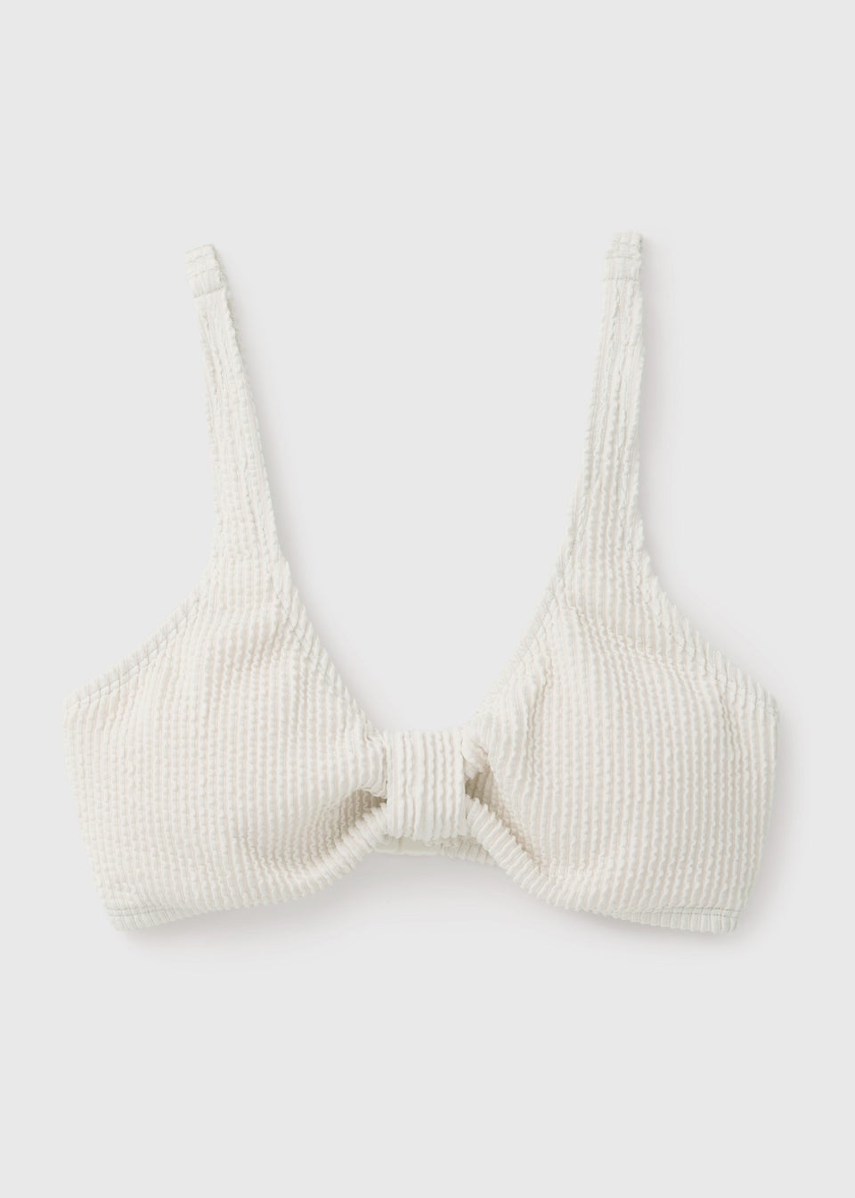 Cream Textured Knot Bikini Top