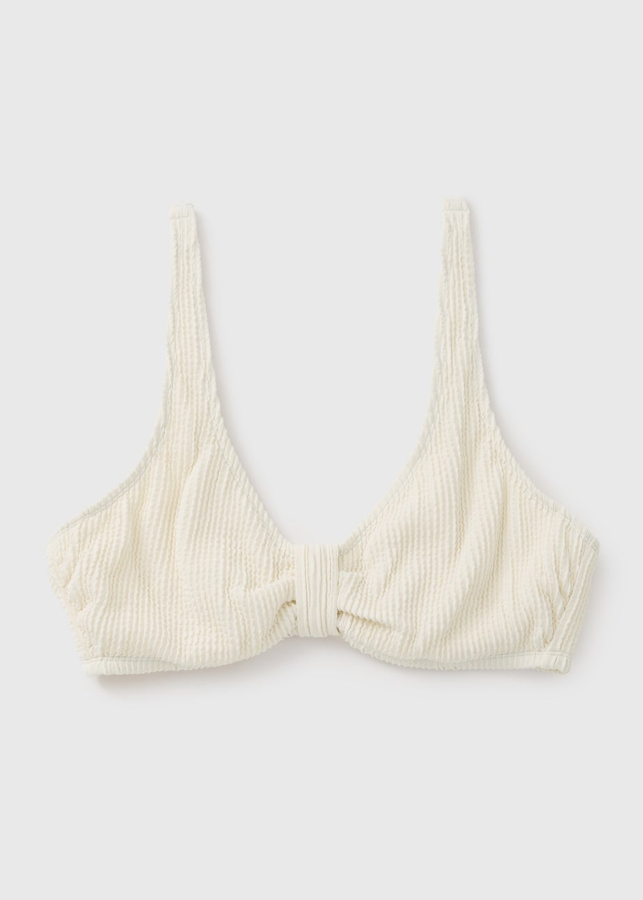 DD+ Cream Textured Knot Bikini Top
